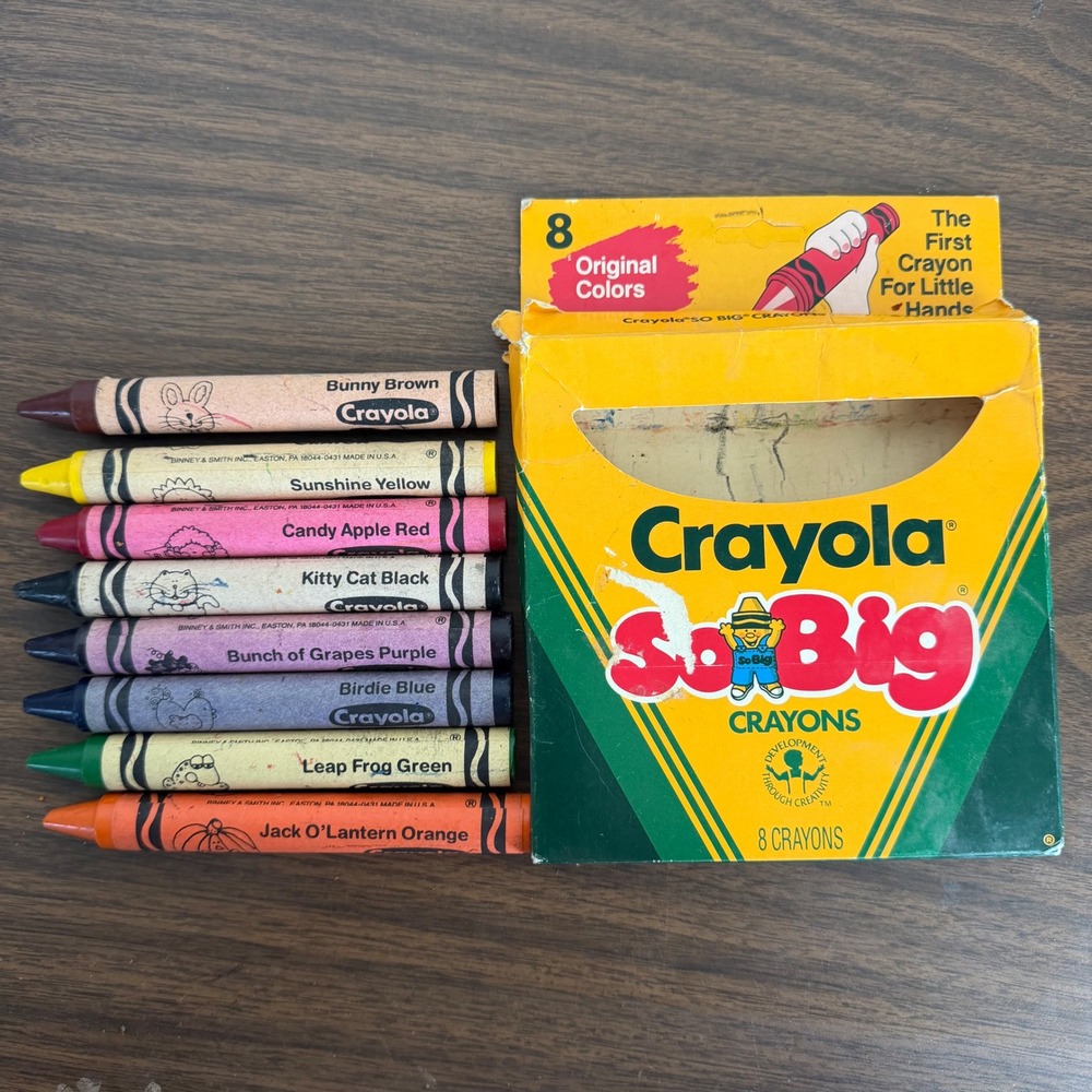 Vintage Crayola So Big Crayons 8 Count Binney & Smith 1988 USA Large Art Set